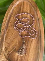 FIRST LOVE Strawberry Quartz Knotted Mala