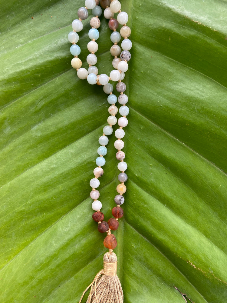 Agate and Baltic Amber Mala