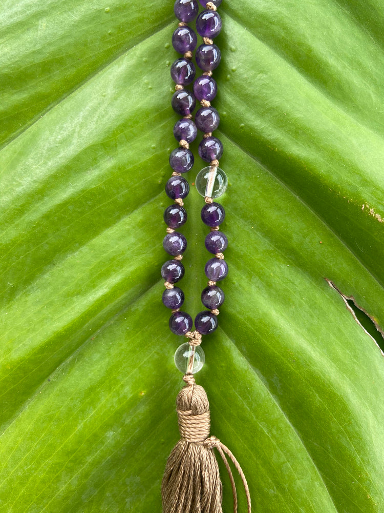 Amethyst and Quartz Mala