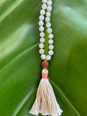 Moonstone and Rudraksha Knotted Mala